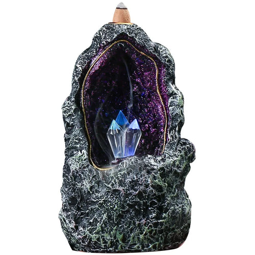 Crystal Cave Backflow Incense Burner — Waterfall Smoke Decor | Starseed