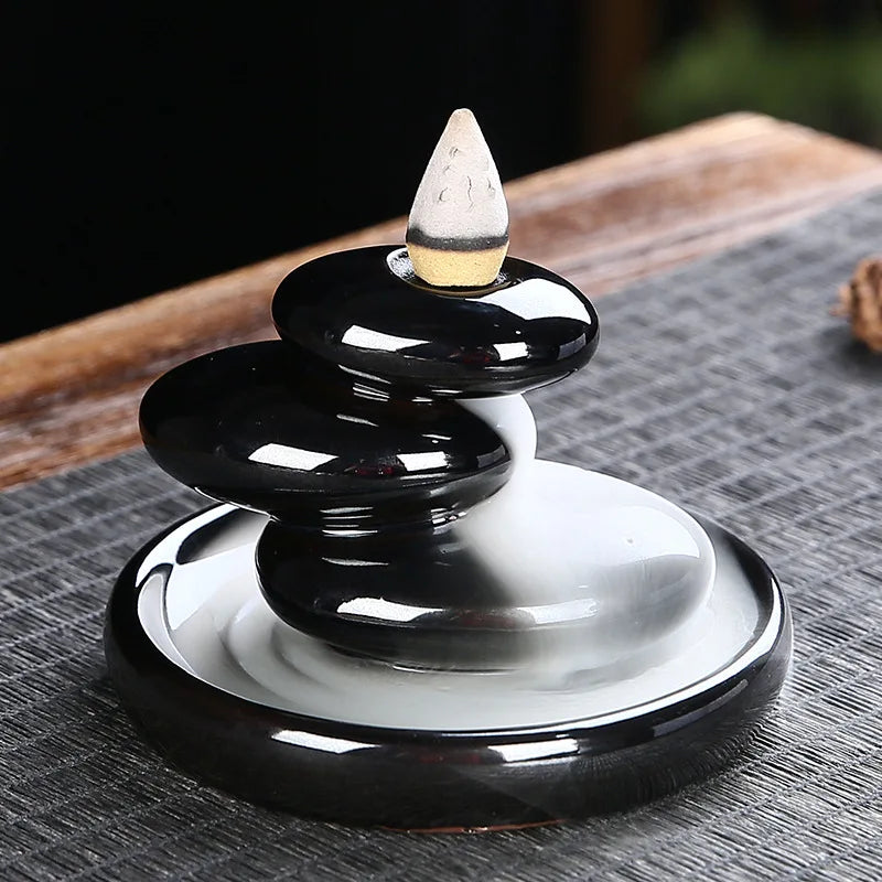Rock Waterfall Backflow Incense Burner — Zen Smoke Holder | Starseed