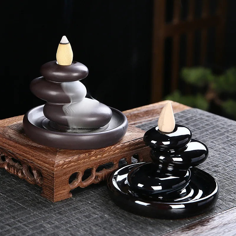 Rock Waterfall Backflow Incense Burner — Zen Smoke Holder | Starseed