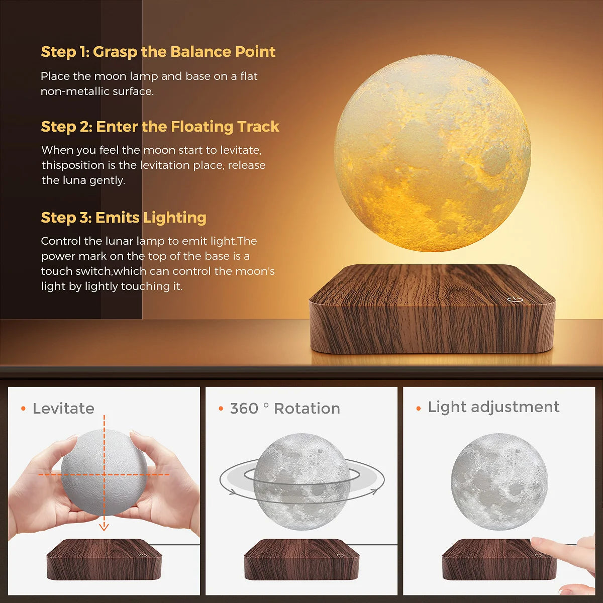 Levitating Moon Lamp — Magnetic Floating Night Light | Starseed