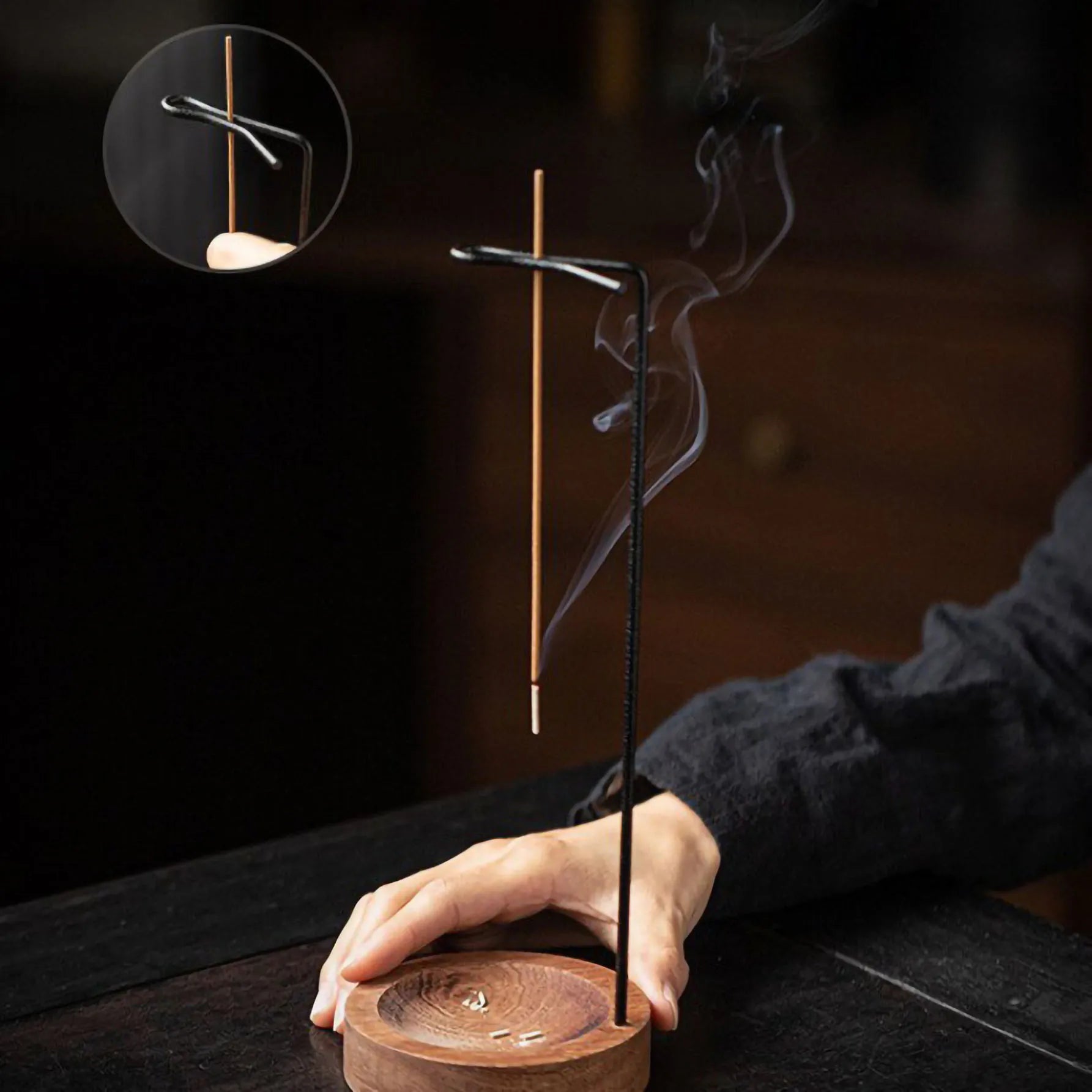 Wooden Zen Incense Burner — Upside Down Smoke Holder | Starseed