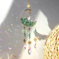Celestial Crystal Suncatcher — Moon & Rainbow Window Prism | Starseed