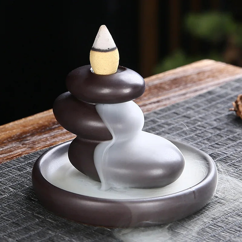 Rock Waterfall Backflow Incense Burner — Zen Smoke Holder | Starseed
