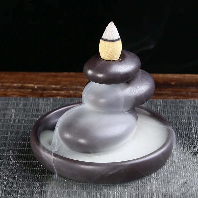 Rock Waterfall Backflow Incense Burner — Zen Smoke Holder | Starseed