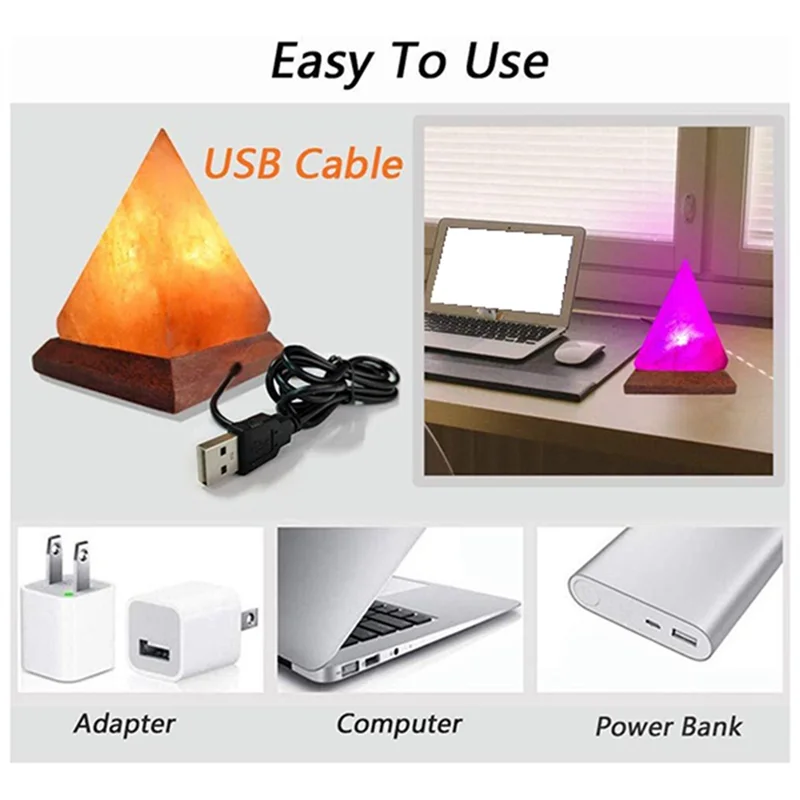 Himalayan Crystal Salt Lamp — Pyramid USB LED Light | Starseed